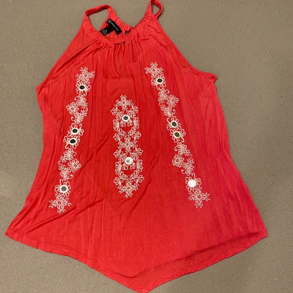 Coral Halter XXL Halter top w flowers